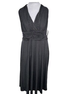 Evan Picone Dress Polka Dot Black Size 14 Color Black/Gold NWT